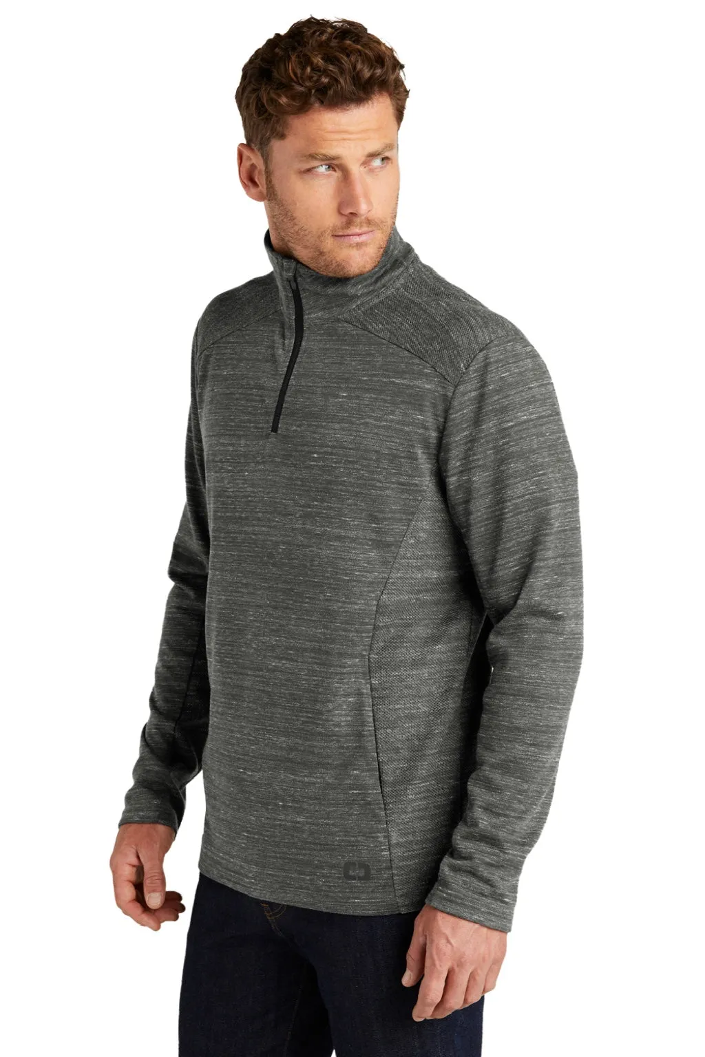 Ogio Mens Flux 1/4 Zip Sweatshirt w/ Pockets - Heather Tarmac Grey