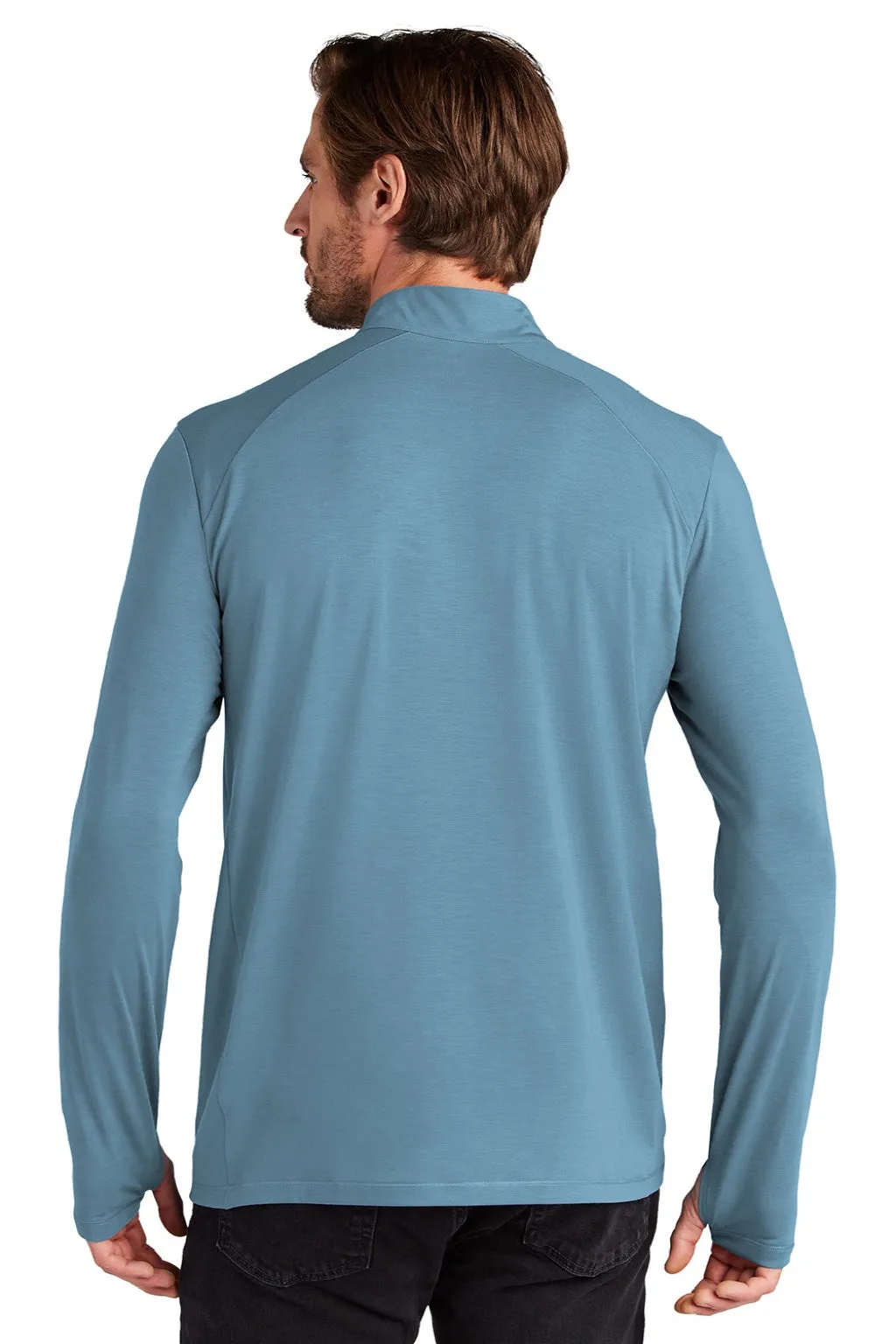 Ogio Mens Motion Moisture Wicking 1/4 Zip Sweatshirt w/ Pocket - Mist Blue