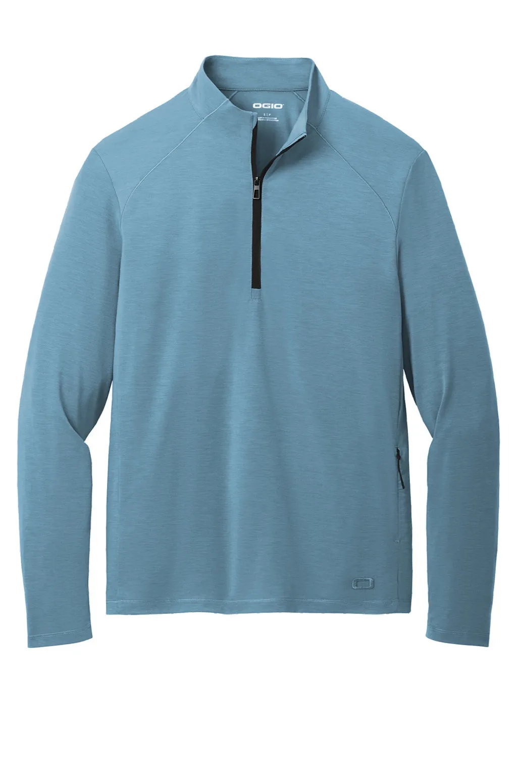 Ogio Mens Motion Moisture Wicking 1/4 Zip Sweatshirt w/ Pocket - Mist Blue