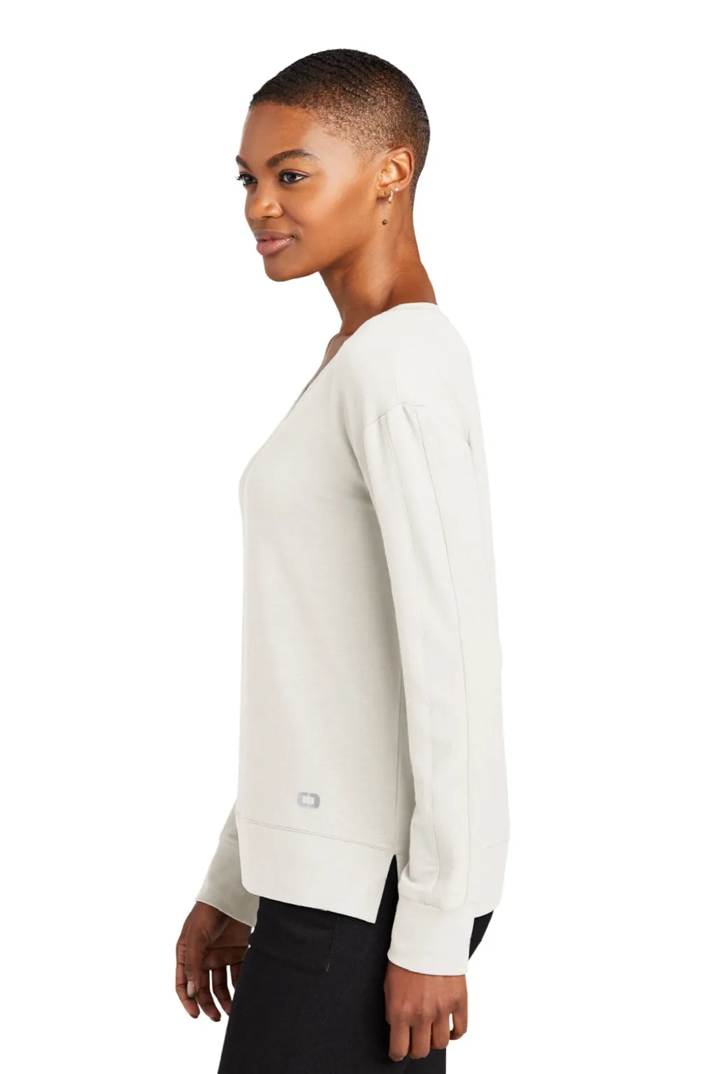Ogio Womens Luuma Flex V-Neck Sweatshirt - Ivory Snow White