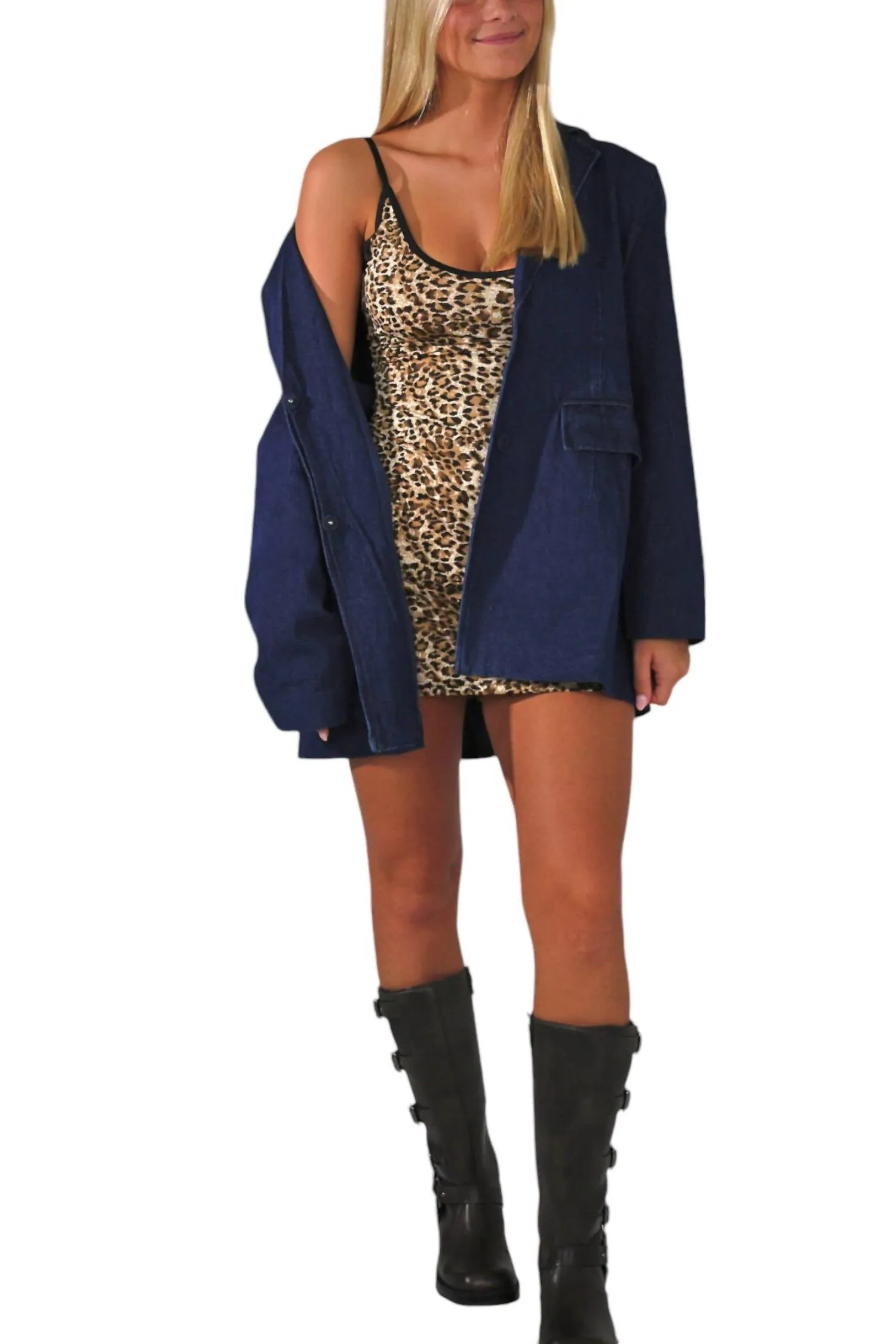 Out N About Denim Blazer In Dark Washed