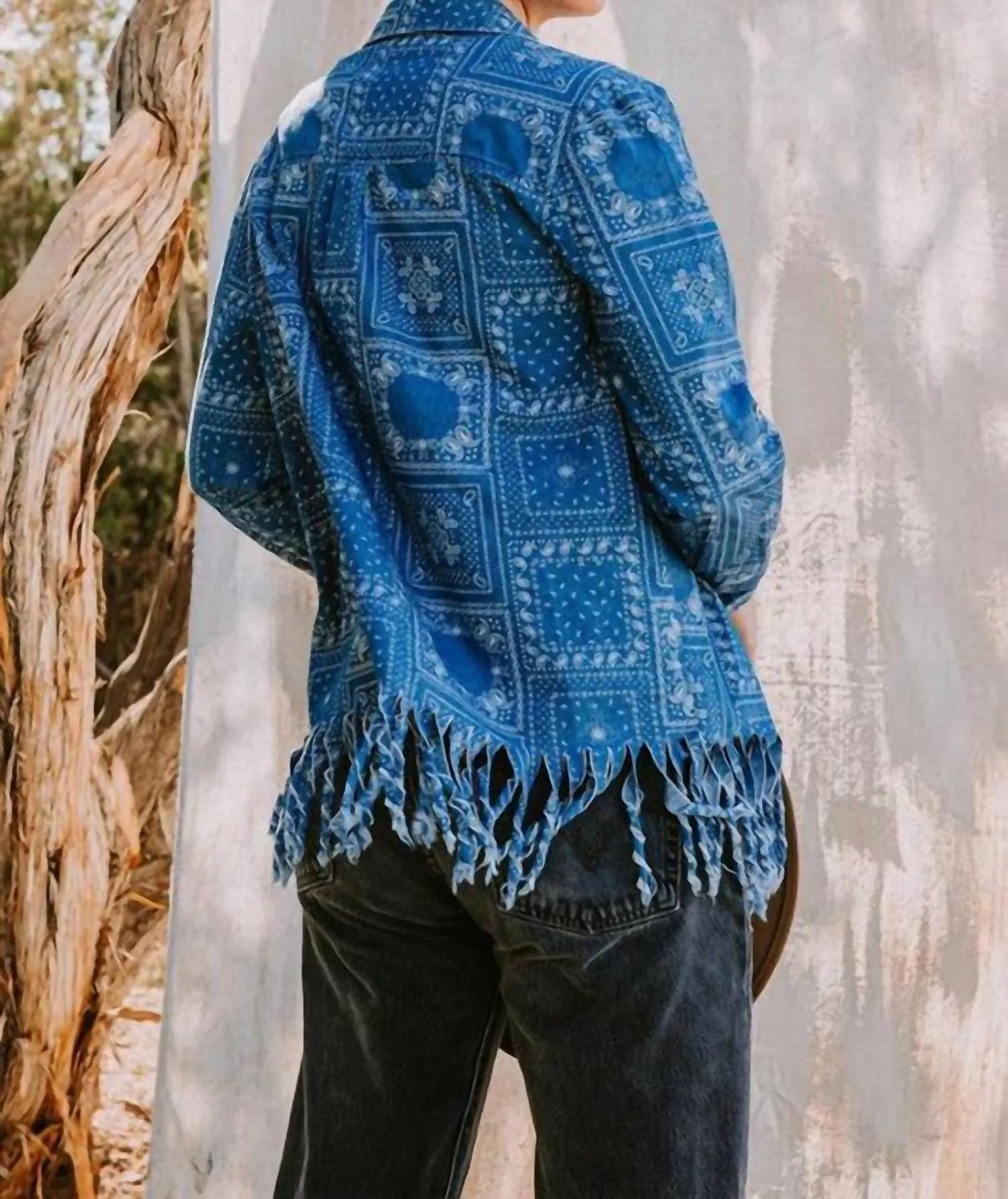 Patchwork Chambray Cardigan In Denim