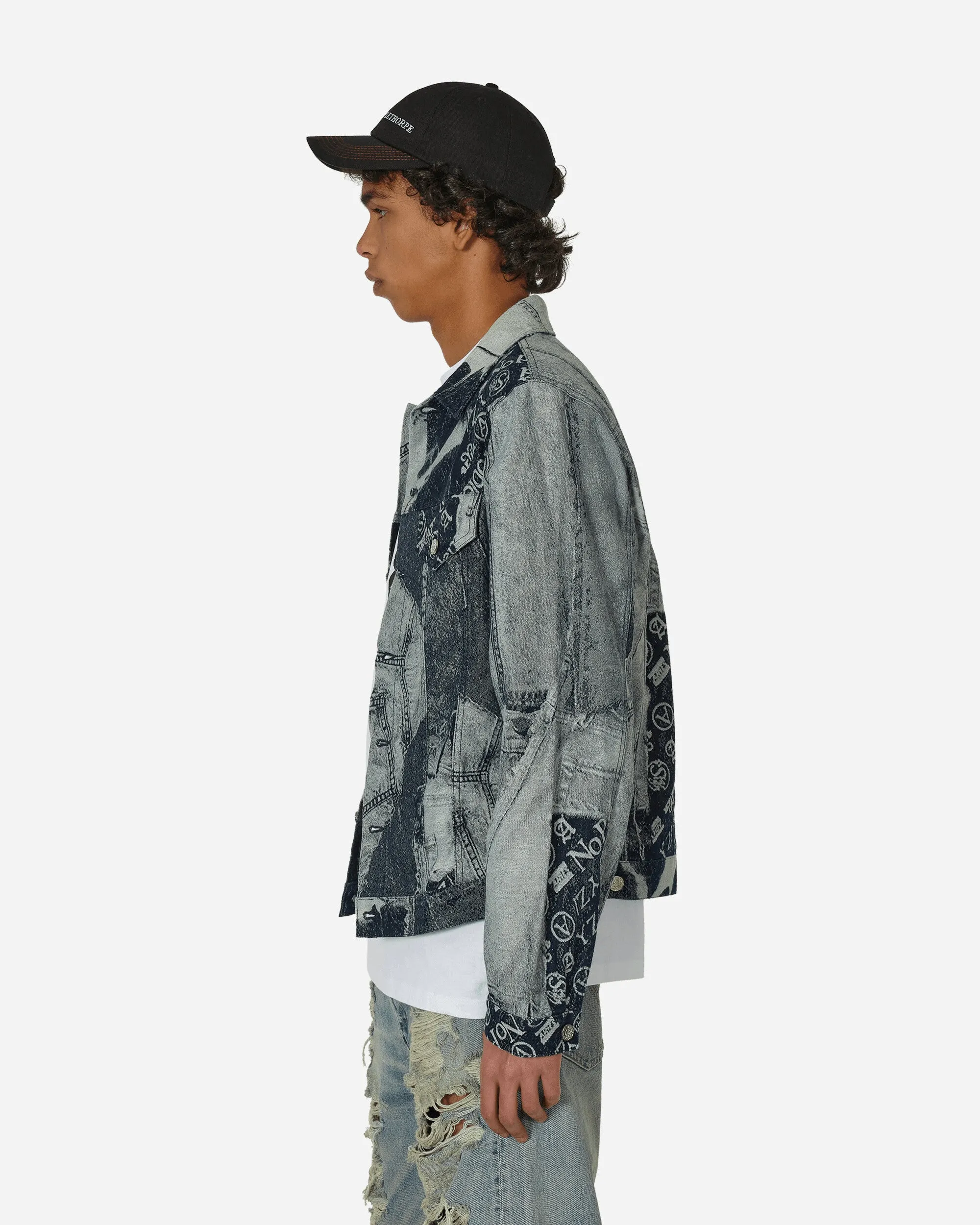 Patchwork Jacquard Trucker Jacket Indigo
