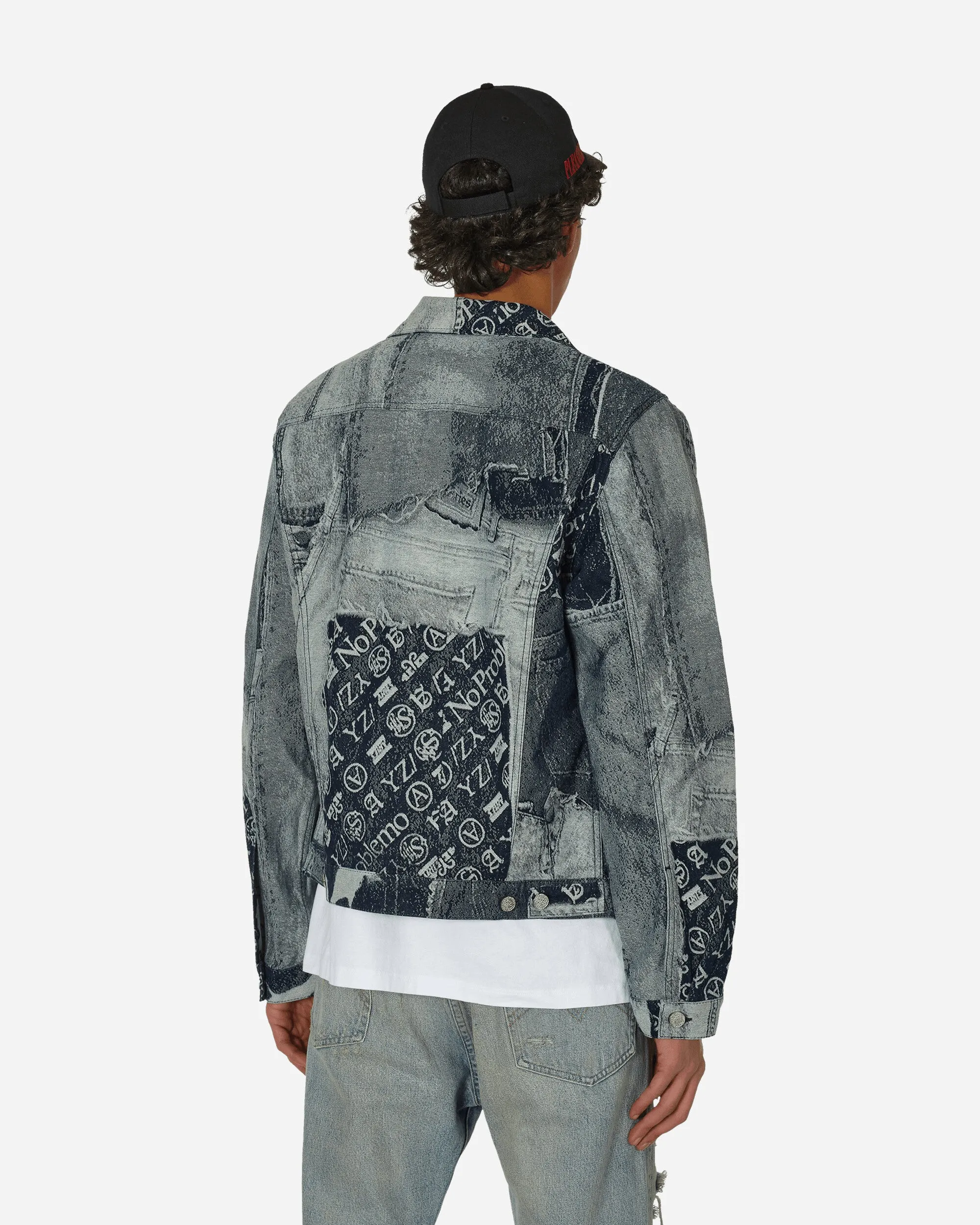 Patchwork Jacquard Trucker Jacket Indigo
