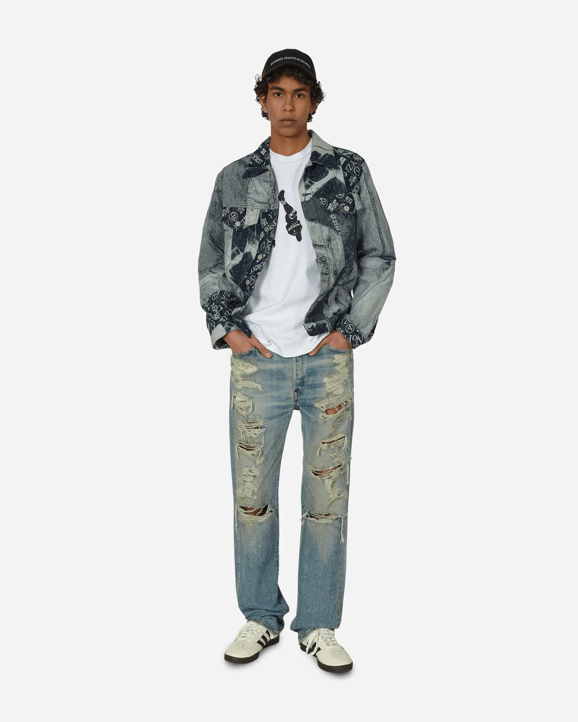 Patchwork Jacquard Trucker Jacket Indigo