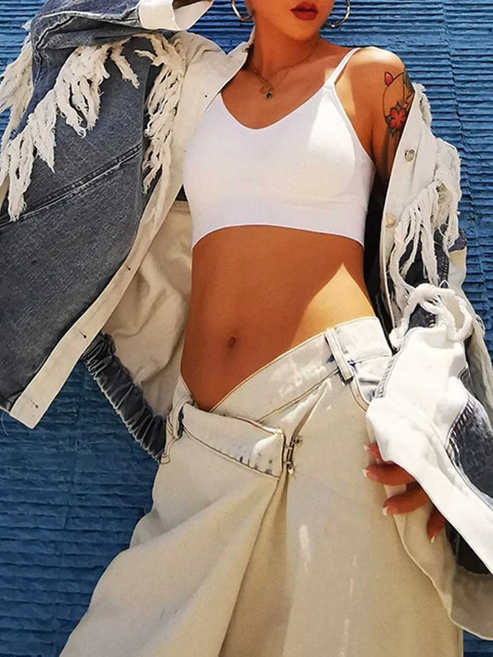 Patchwork Tassel Denim Jacket