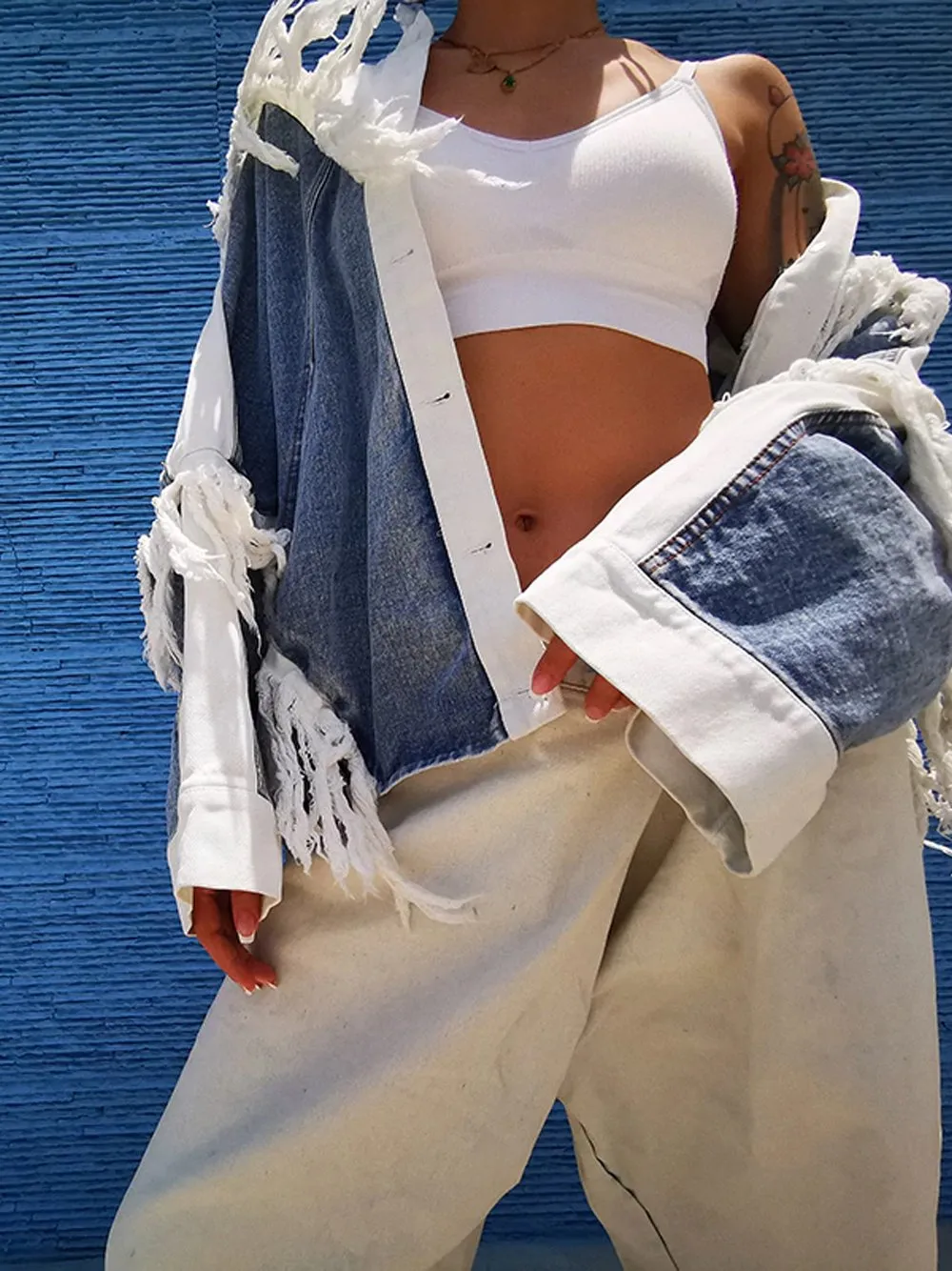 Patchwork Tassel Denim Jacket