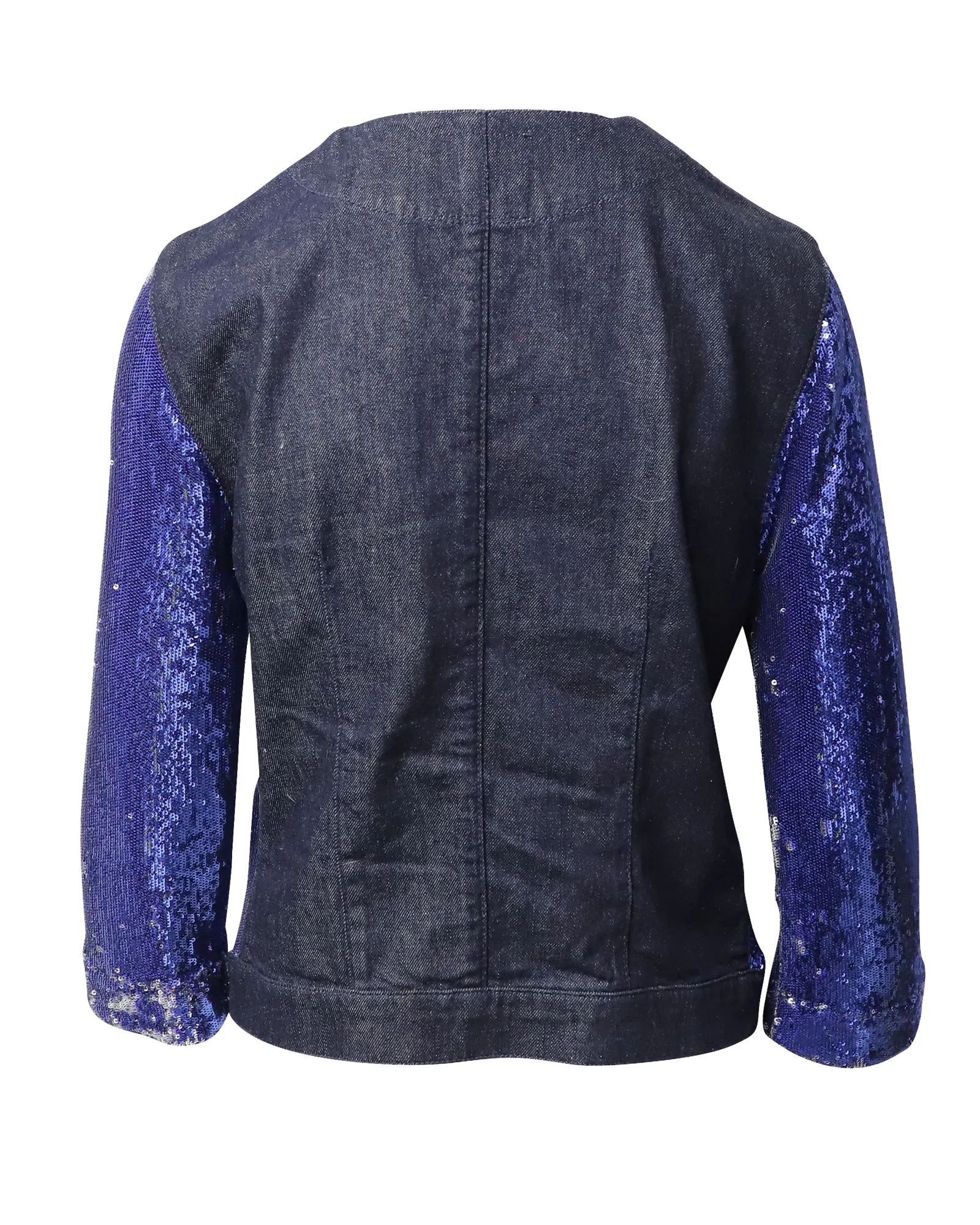 Pinko Tag Sequin Embellished Jacket in Blue Denim