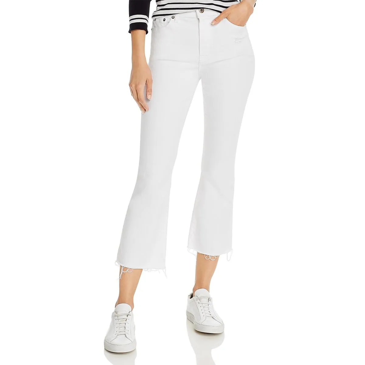 Pistola Womens Lennon Frayed Hem High Rise Cropped Jeans