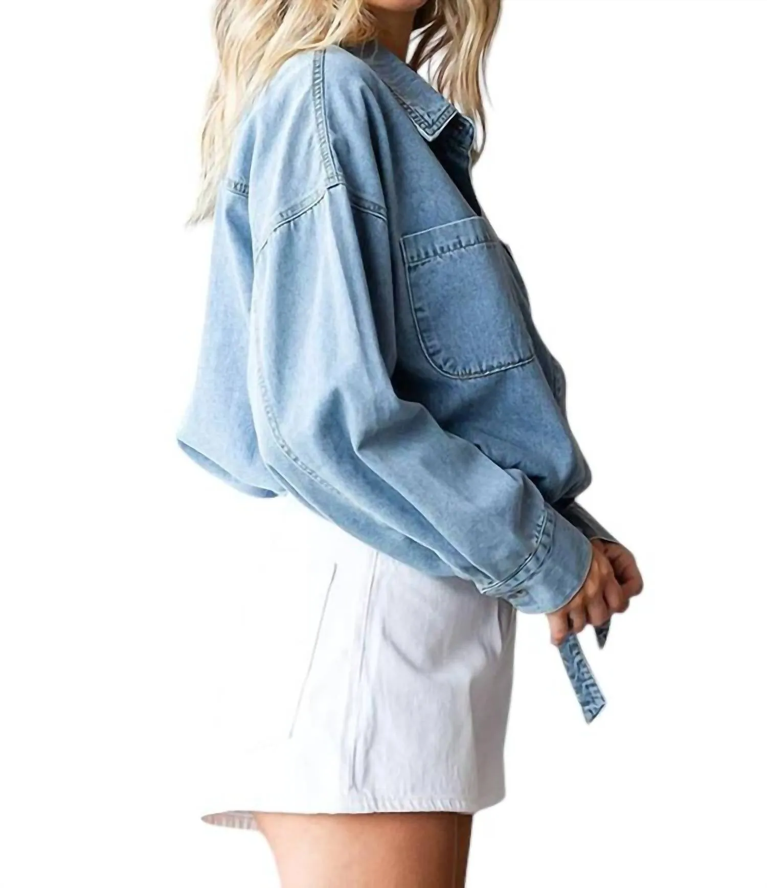 Plus Size Washed Denim Jacket