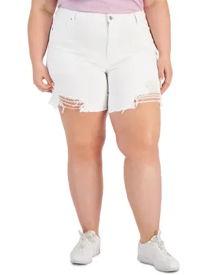 Plus Womens High Rise Denim Denim Shorts
