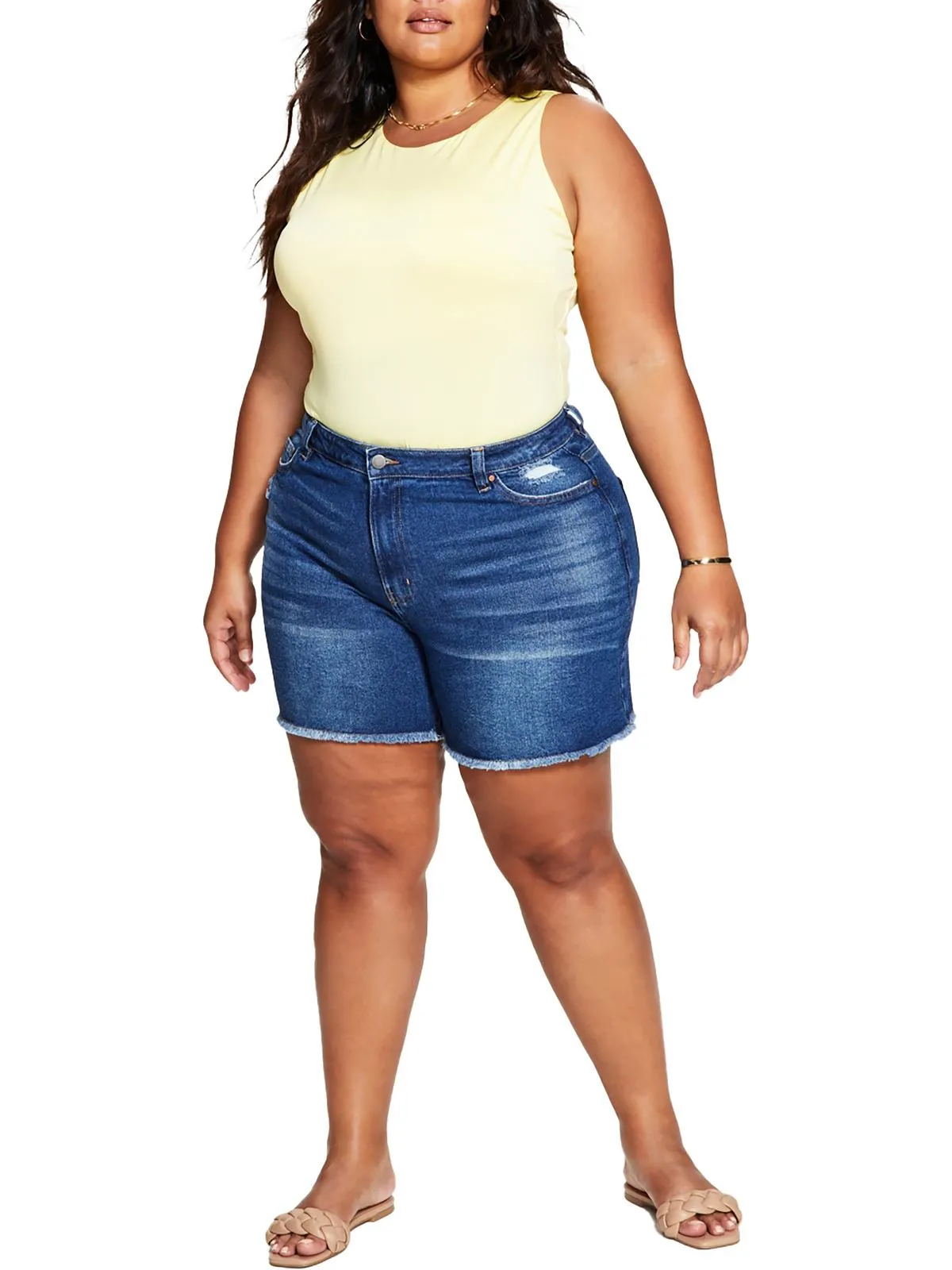 Plus Womens High Rise Denim Denim Shorts