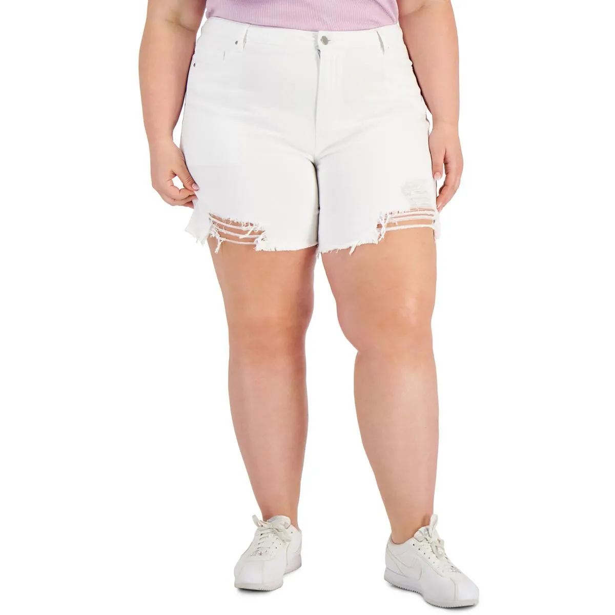 Plus Womens High Rise Denim Denim Shorts