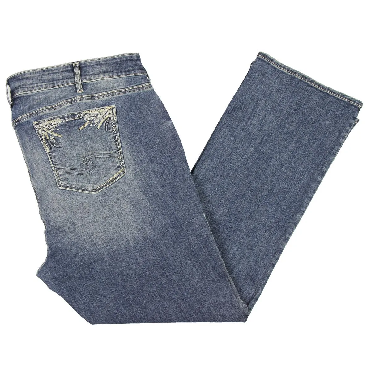 Plus Womens High Rise Medium Wash Bootcut Jeans