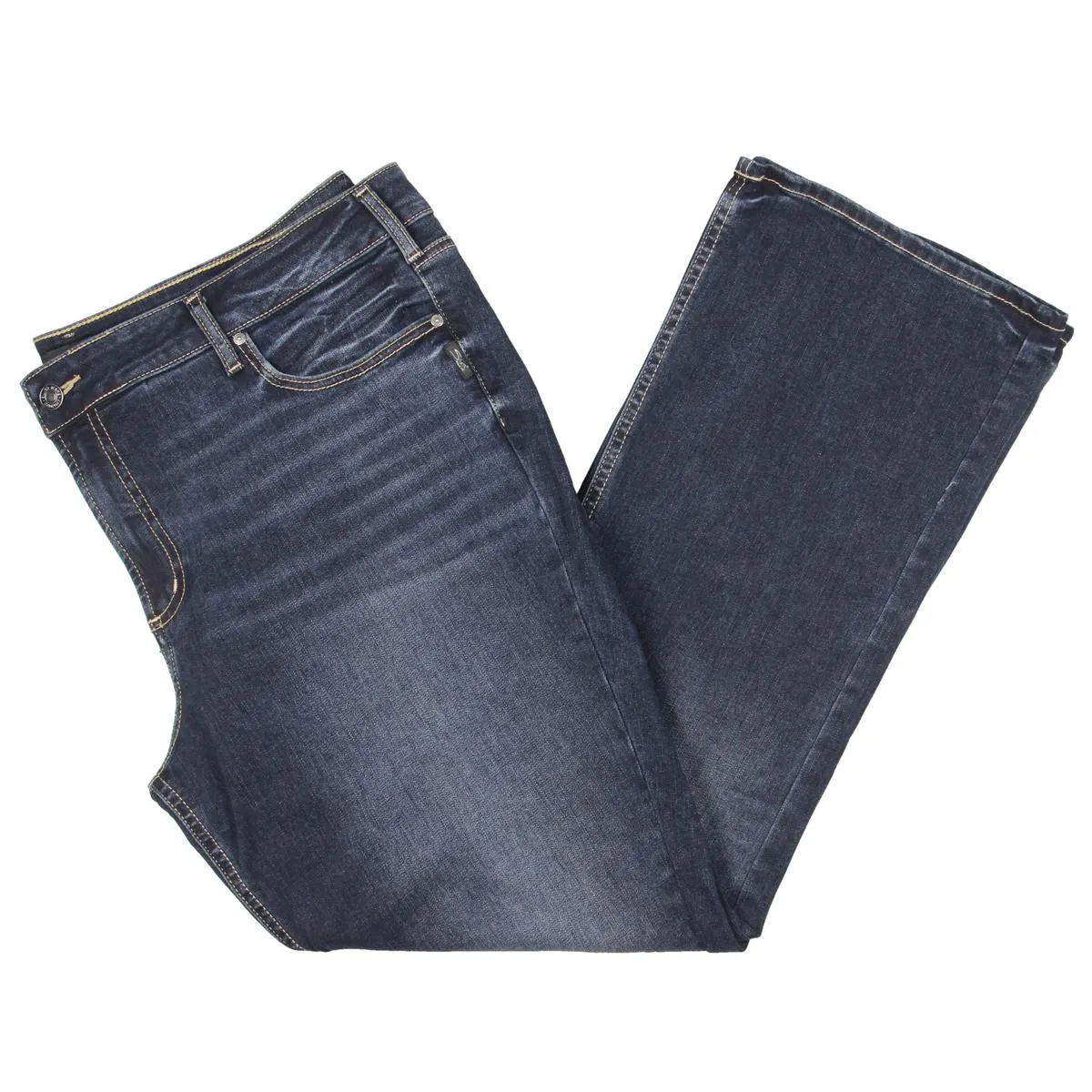 Plus Womens Mid-Rise Faded Bootcut Jeans
