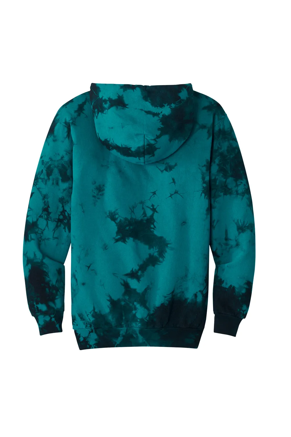 Port & Company Mens Crystal Tie-Dye Hooded Sweatshirt Hoodie w/ Pouch Pocket - Black/Teal