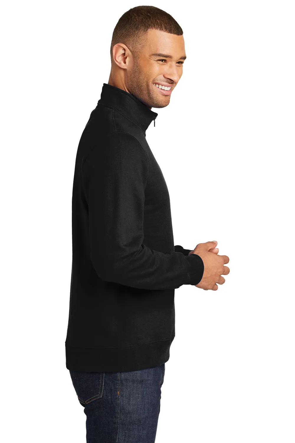 Port & Company Mens Fan Favorite Fleece 1/4 Zip Sweatshirt - Jet Black