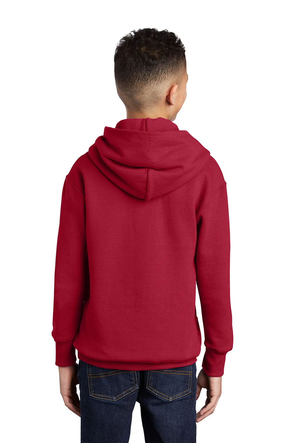 Port & Company Youth Core Pill Resistant Fleece Hooded Sweatshirt Hoodie w/ Pouch Pocket - Red
