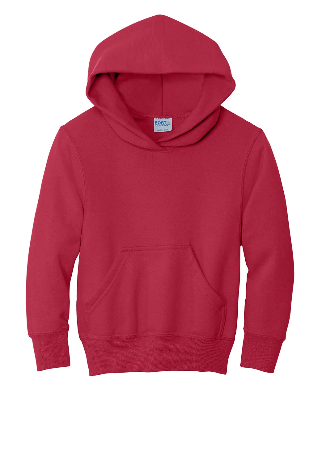 Port & Company Youth Core Pill Resistant Fleece Hooded Sweatshirt Hoodie w/ Pouch Pocket - Red