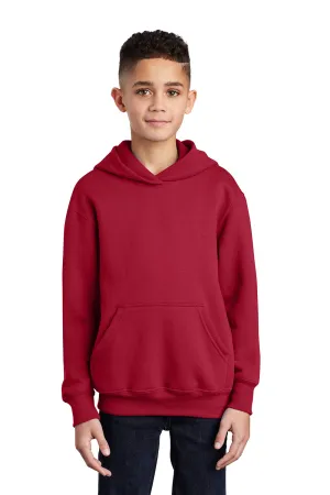 Port & Company Youth Core Pill Resistant Fleece Hooded Sweatshirt Hoodie w/ Pouch Pocket - Red