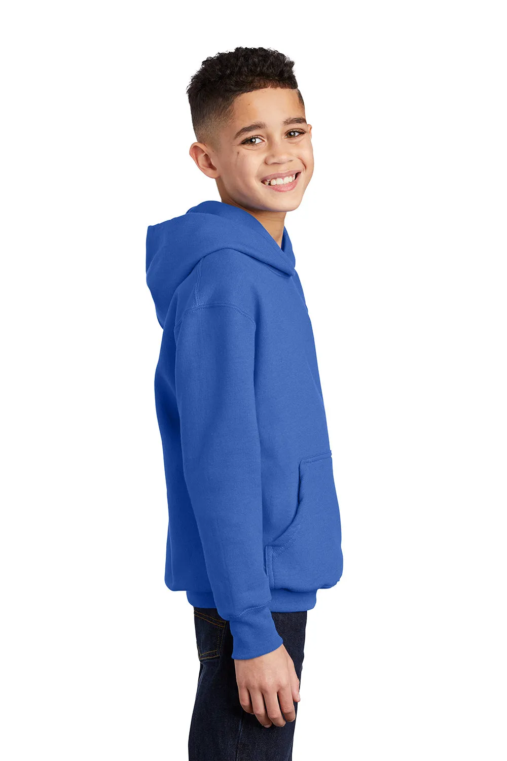 Port & Company Youth Core Pill Resistant Fleece Hooded Sweatshirt Hoodie w/ Pouch Pocket - Royal Blue