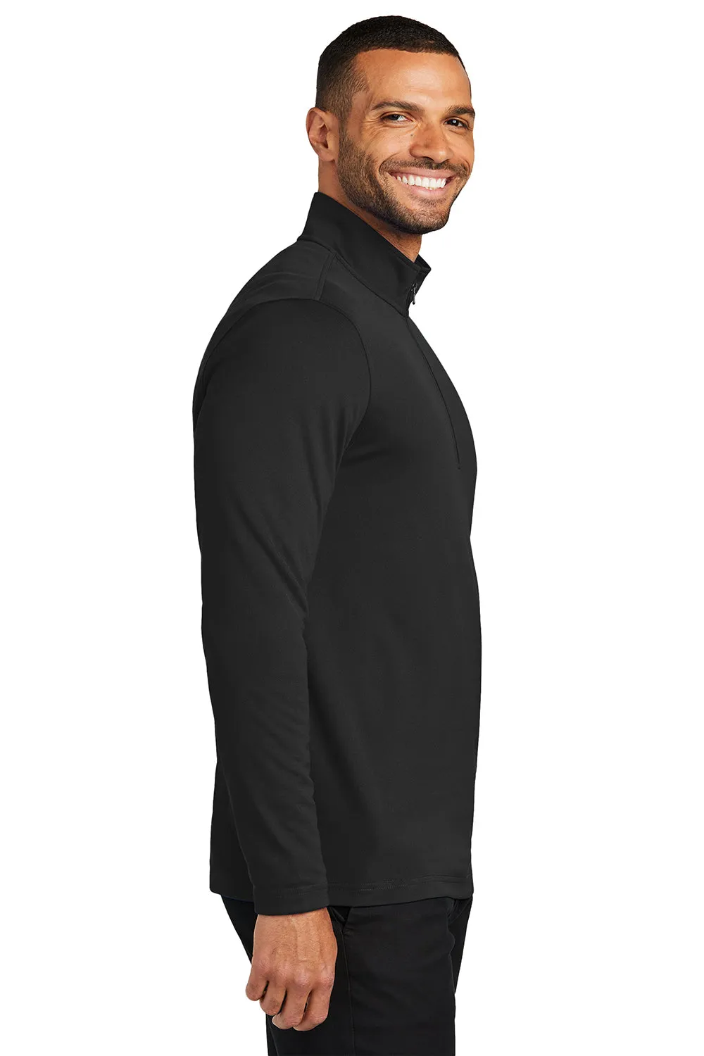 Port Authority Mens Dry Zone Moisture Wicking Micro Mesh 1/4 Zip Sweatshirt - Deep Black