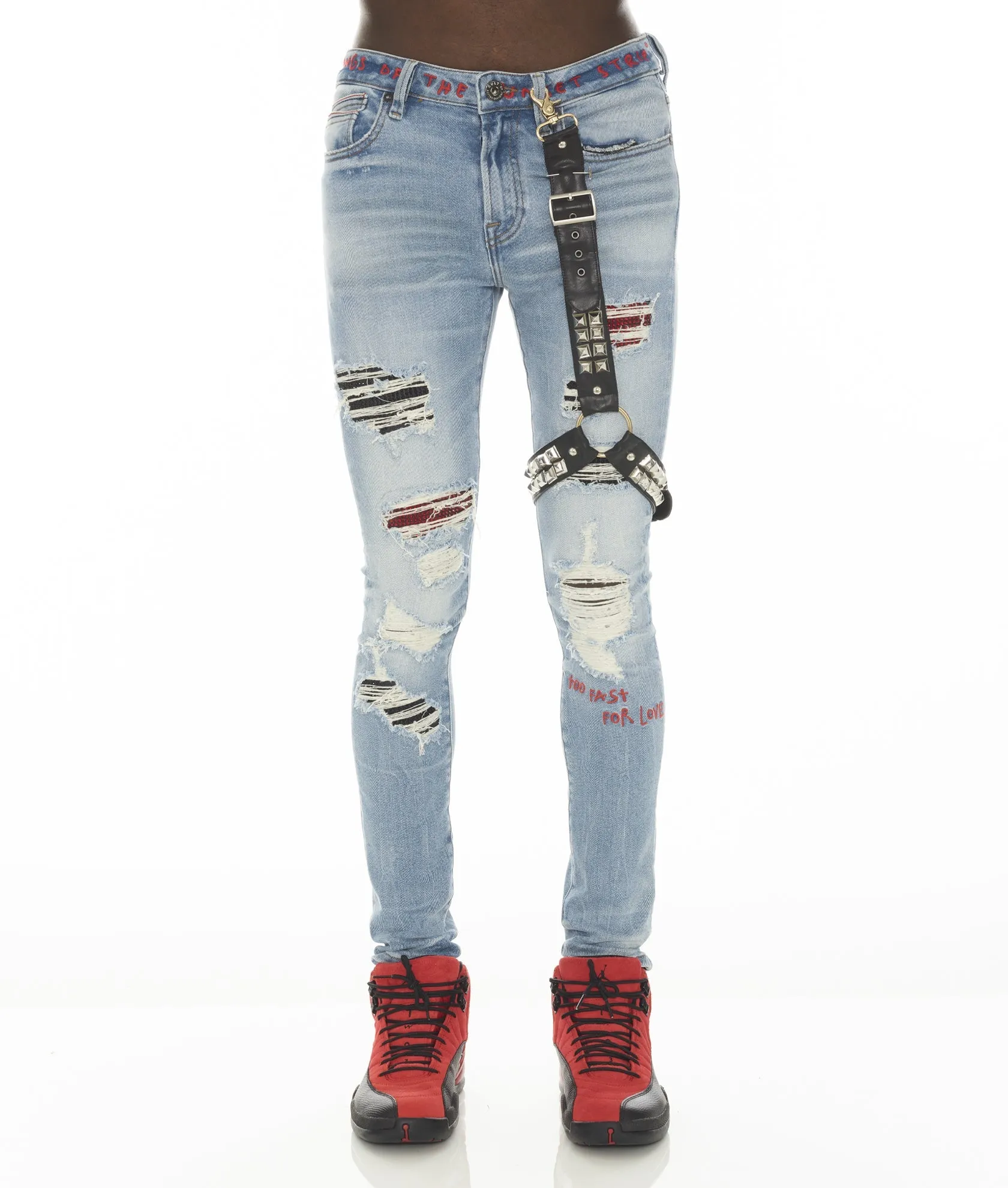 PUNK SUPER SKINNY 220 STUD MOTLEY CRUE IN CRUE