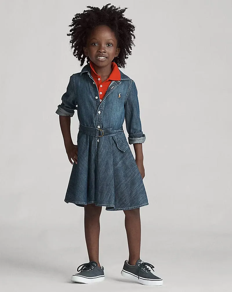 Ralph Lauren Girls Denim Shirt Dress in Blue