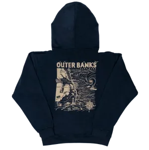 REAL Outer Banks Map Hooded Sweatshirt-Navy