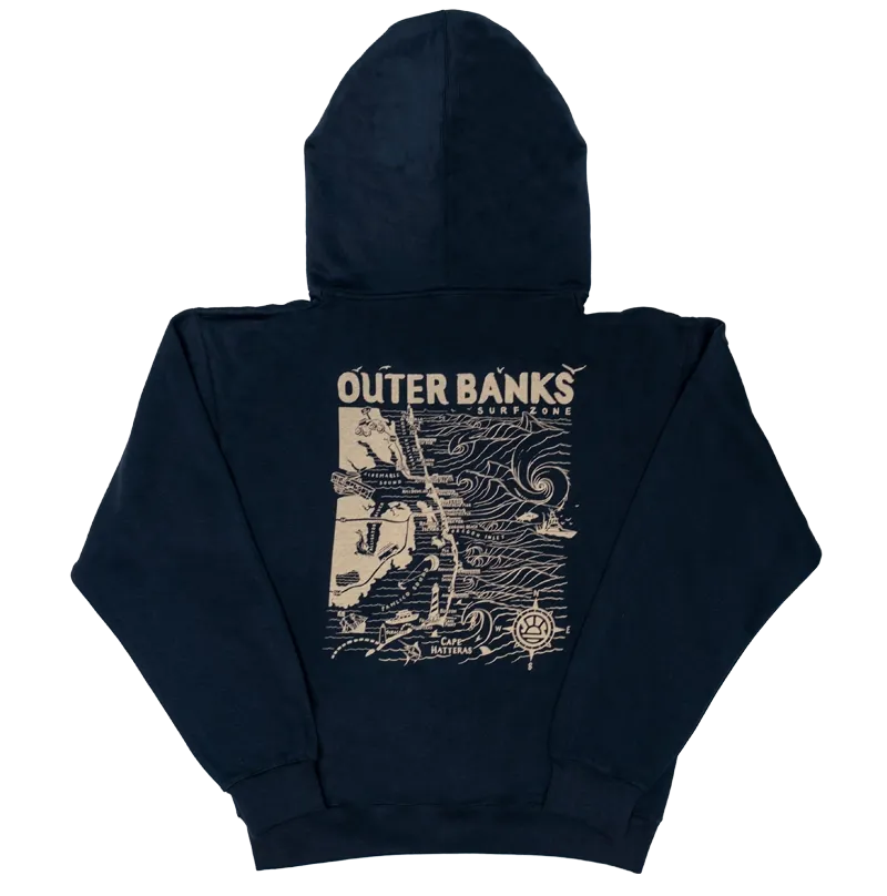 REAL Outer Banks Map Hooded Sweatshirt-Navy