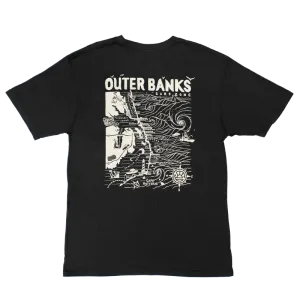 REAL Outer Banks Map Tee-Vintage Black