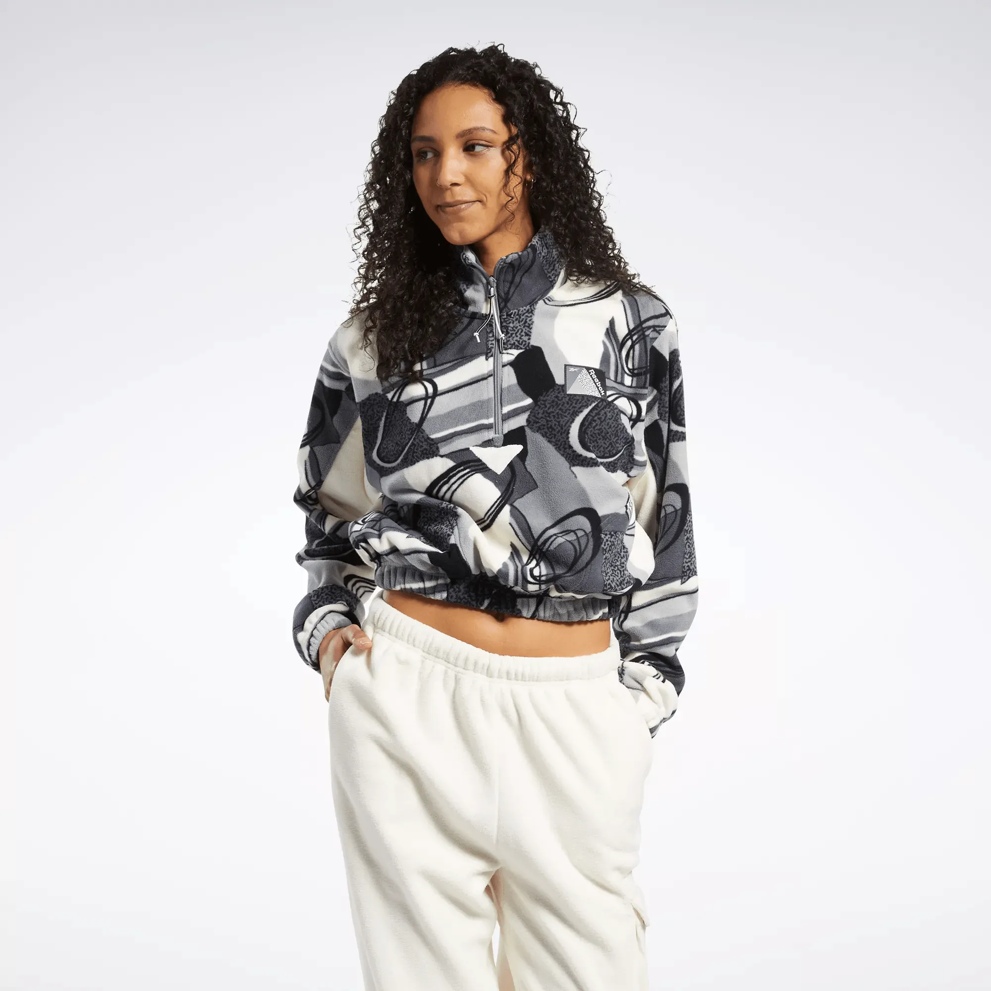 Reebok Women's Classics Winter Print Half-Zip Sweatshirt Grey Reebok