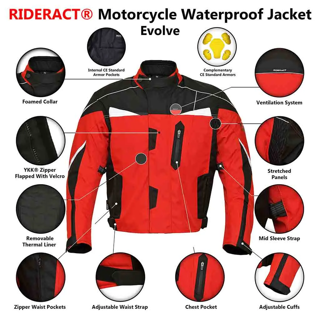 RIDERACT® Waterproof Motorcycle Jacket Evolve Textile Motorbike Jacket