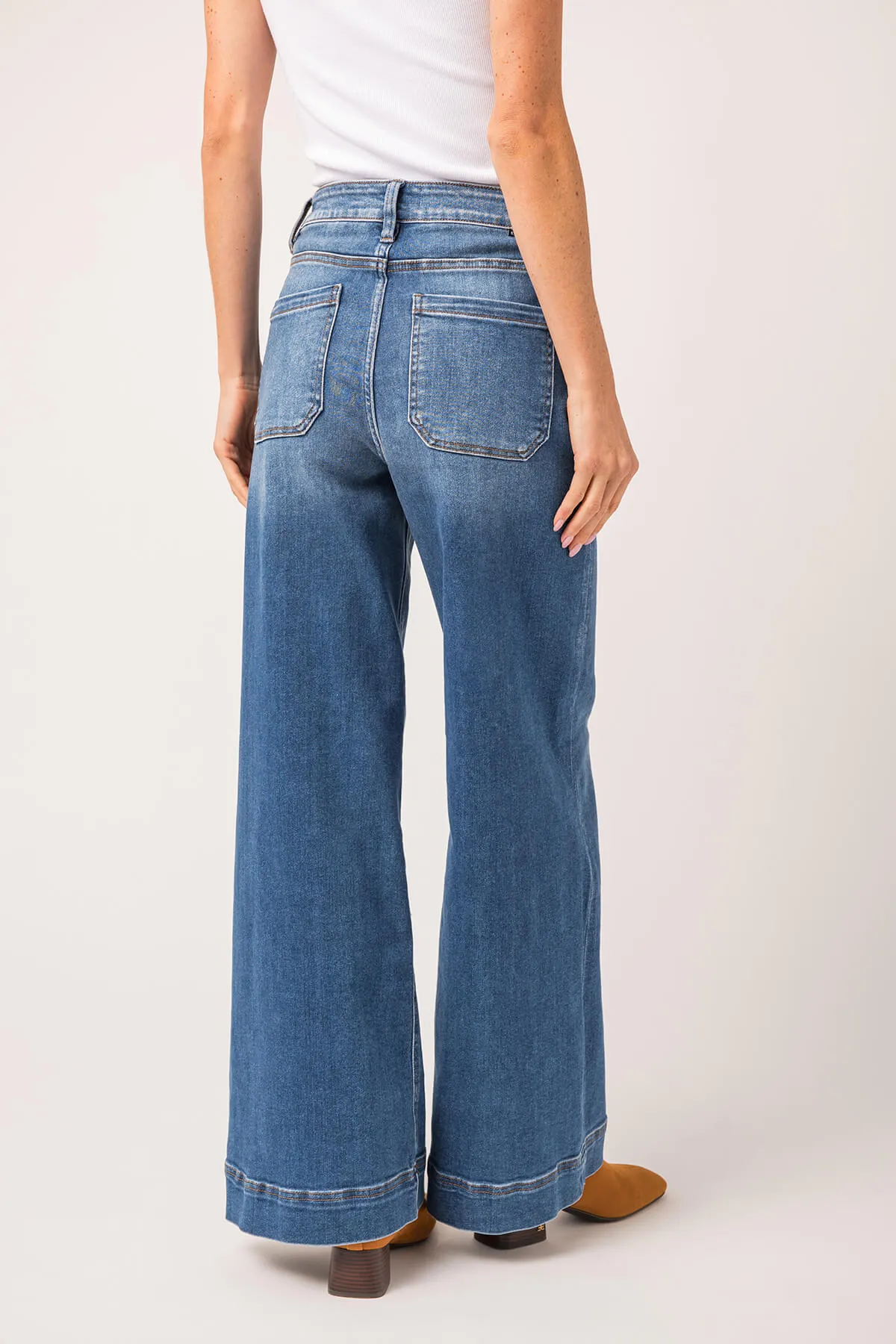 Risen Dani High Rise Front Pintuck Ankle Wide Leg Jeans