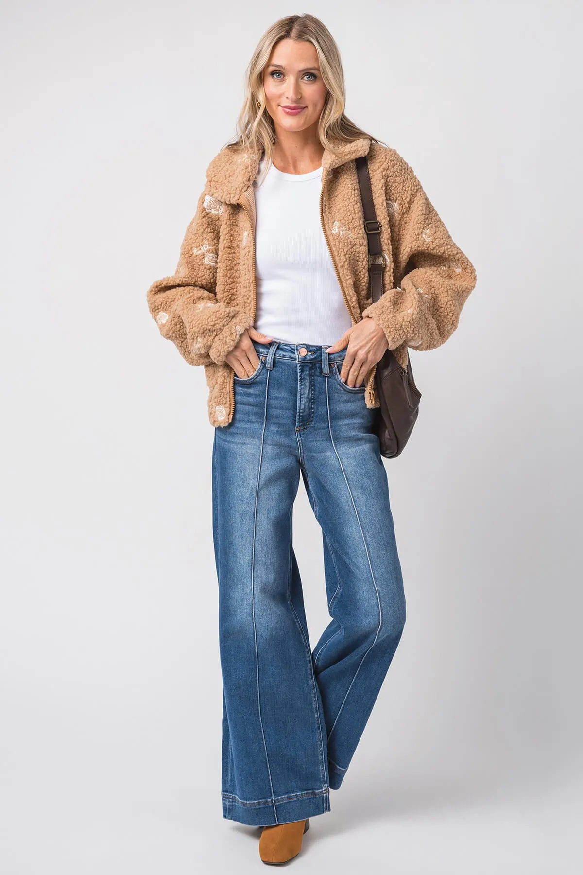 Risen Dani High Rise Front Pintuck Ankle Wide Leg Jeans