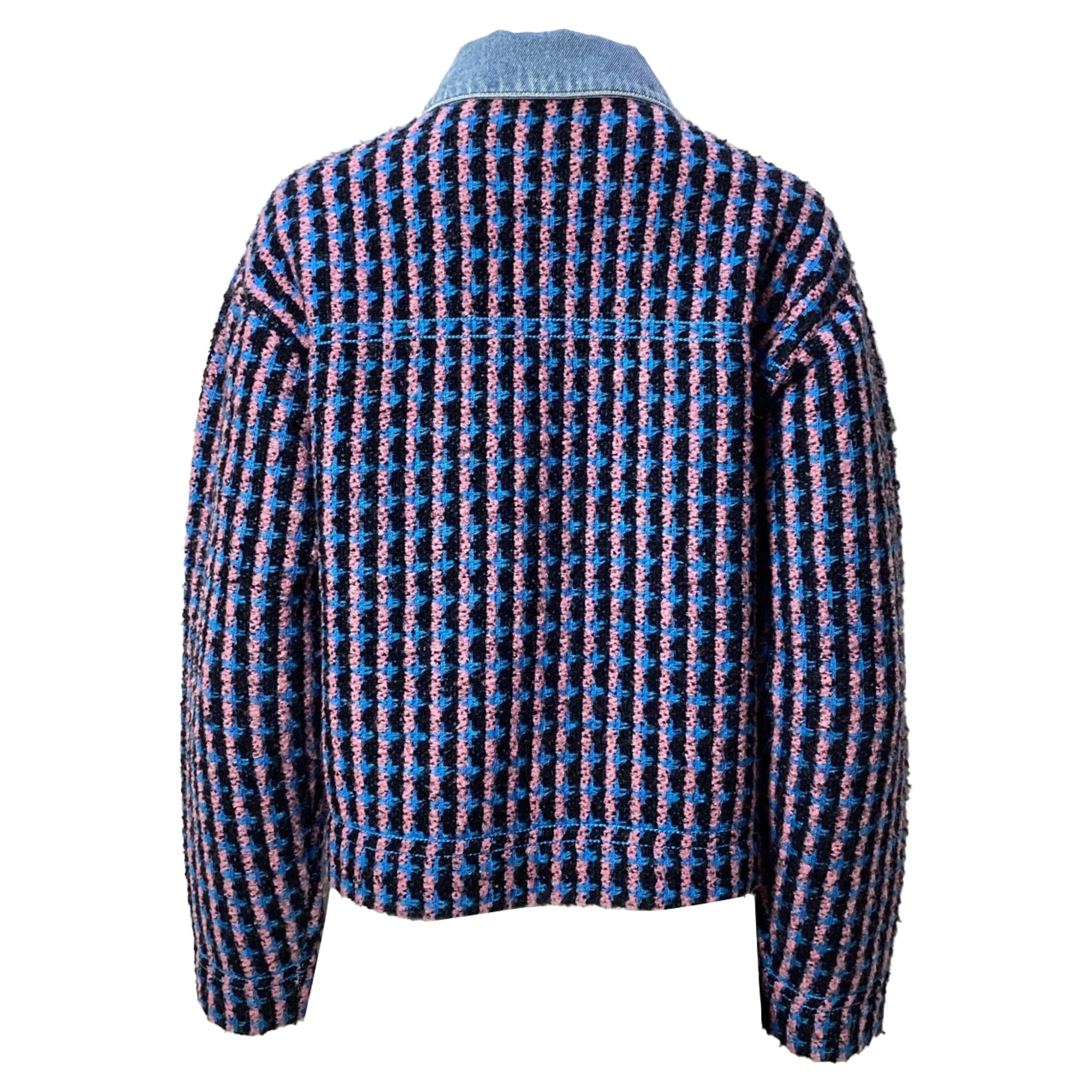 Sandro Paris Gigina Denim Trim Jacket in Multicolor Tweed Wool