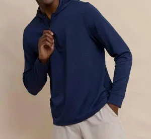 Scuttle Hoodie Performance Quarter Zip In Heather True Navy
