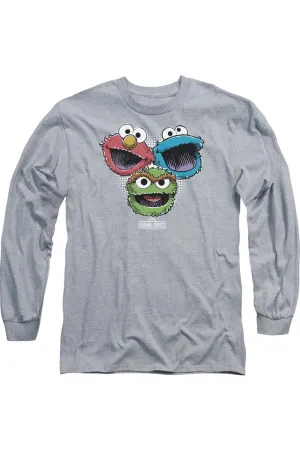 Sesame Street Halftone Heads Long Sleeve Adult Tee / T-Shirt