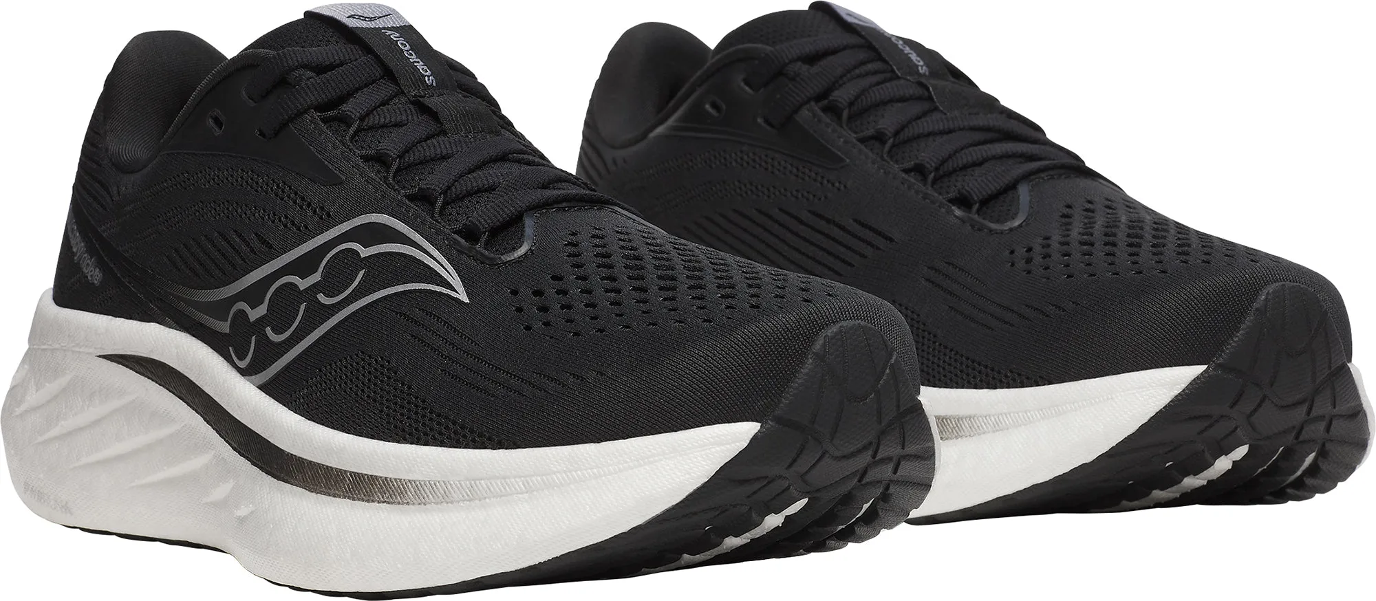 Shoes Saucony Saucony Ride 18 WIDE FIT Womens Running Shoes - Black