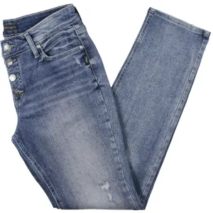 Silver Jeans Co. Womens Distressed Denim Straight Leg Jeans