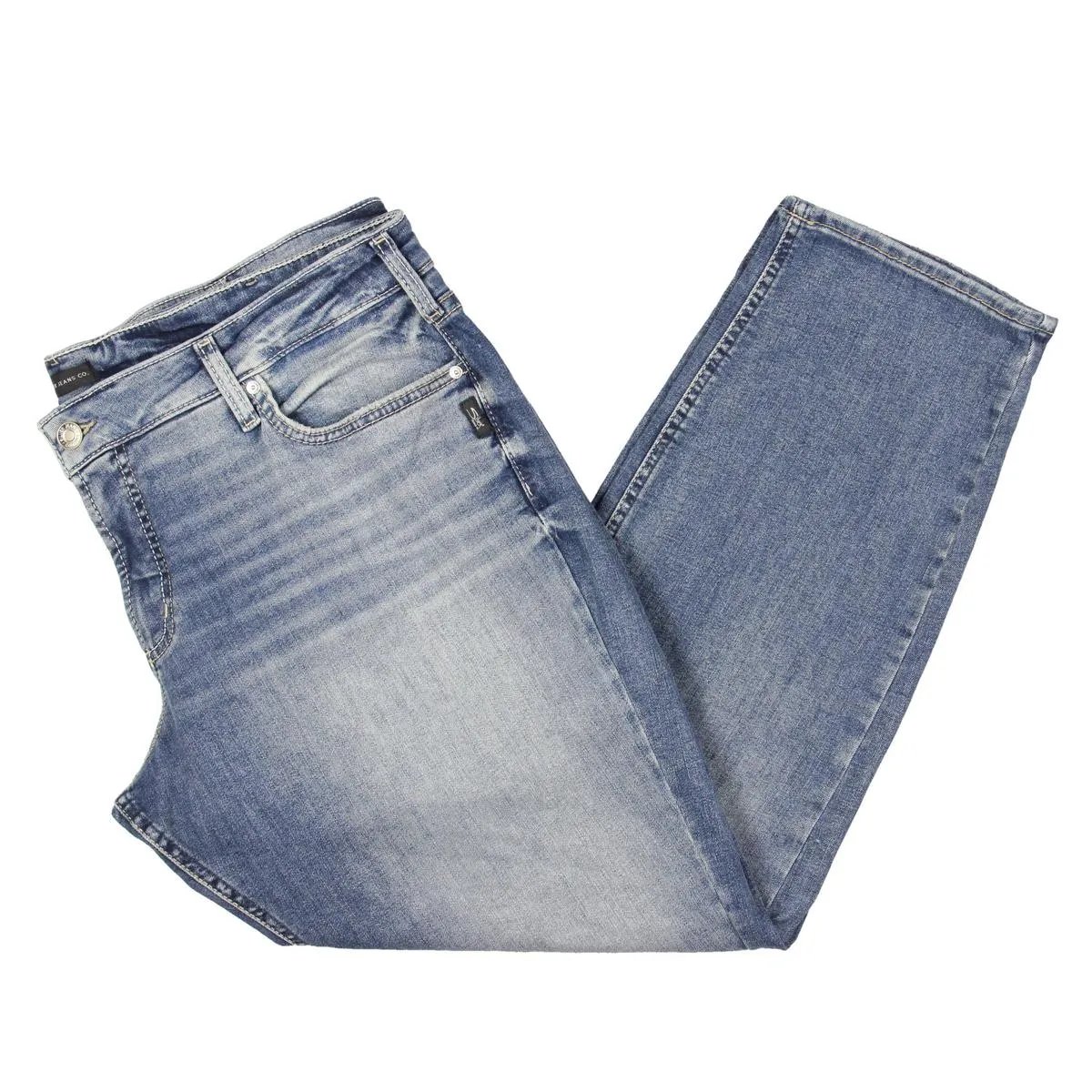 Silver Jeans Co. Womens Plus Low Rise Stretch Straight Leg Jeans