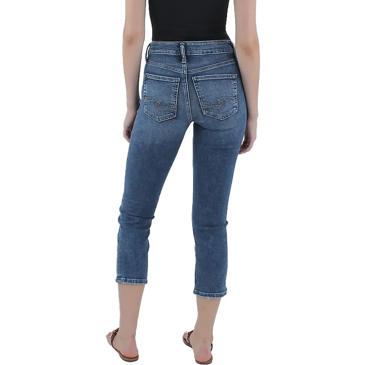 Silver Jeans Womens   Distressed Denim Capri Jeans