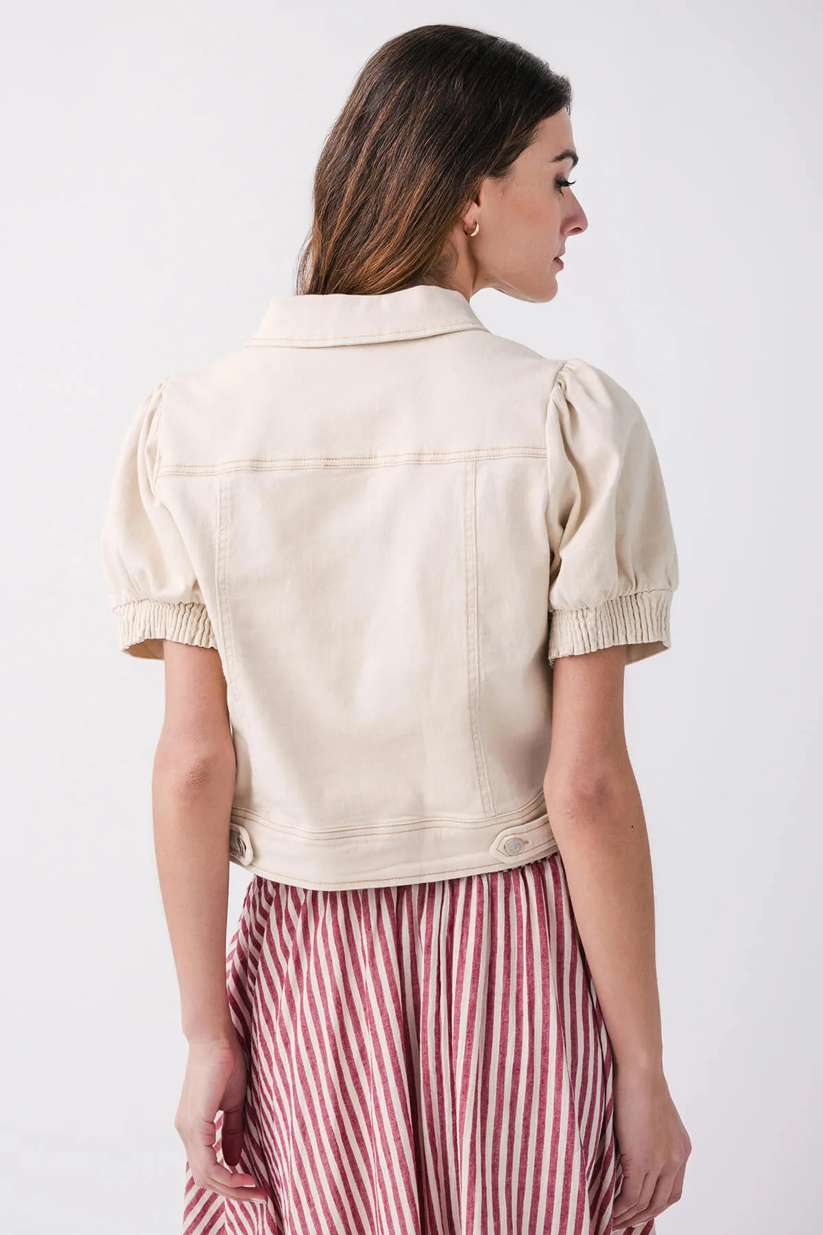 Skies Are Blue Denim Puff Sleeve Jacket