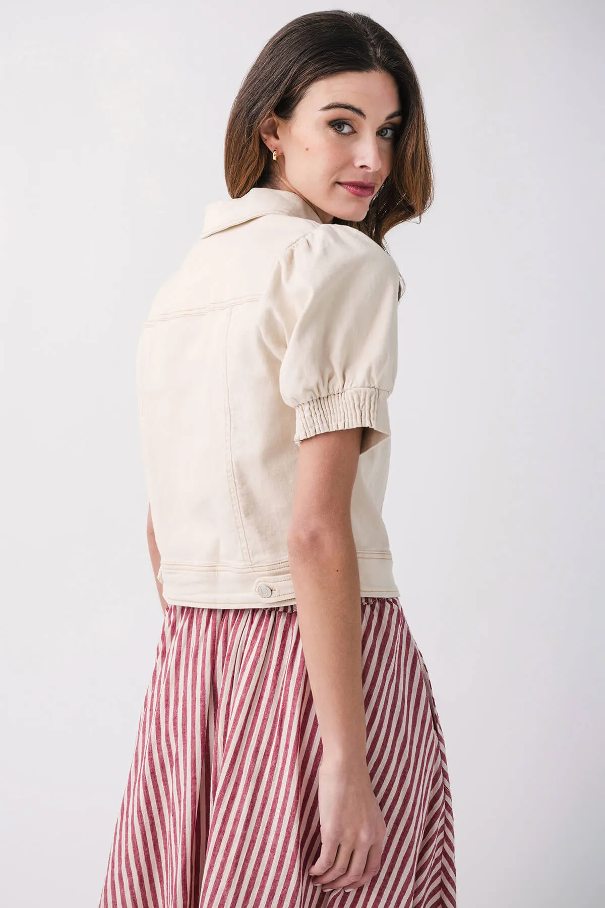 Skies Are Blue Denim Puff Sleeve Jacket