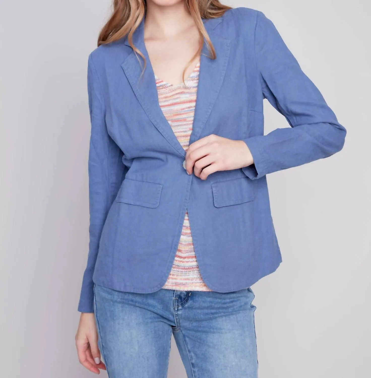 Solid Blazer In Denim