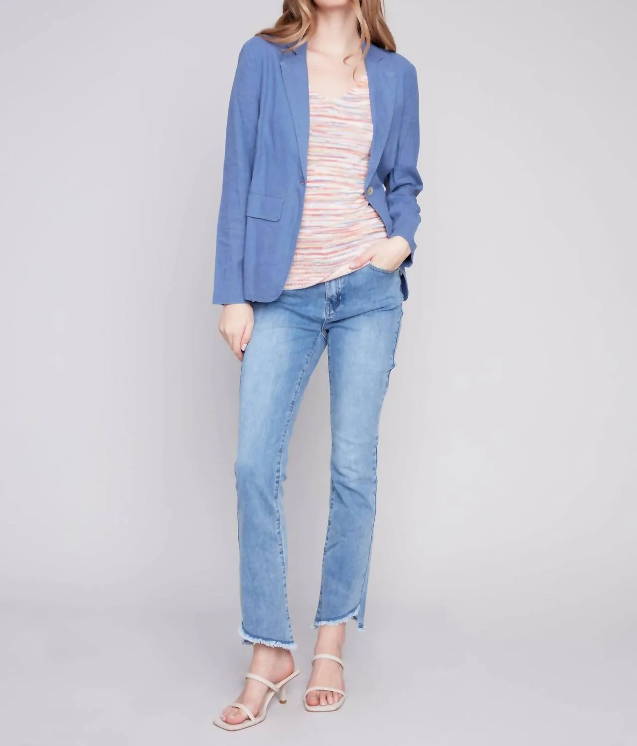 Solid Blazer In Denim