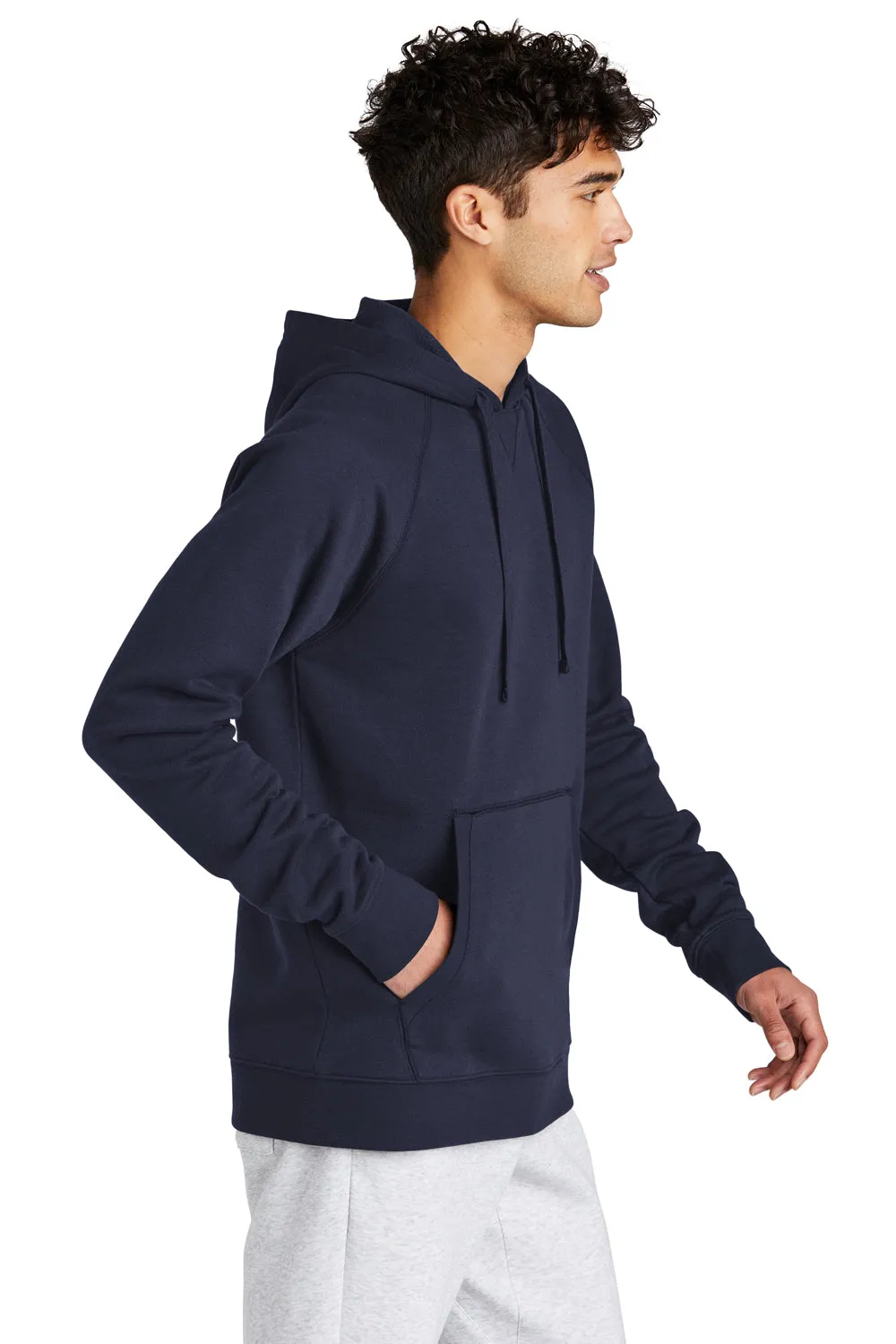 Sport-Tek Mens Drive Fleece Hooded Sweatshirt Hoodie w/ Pouch Pocket - True Navy Blue