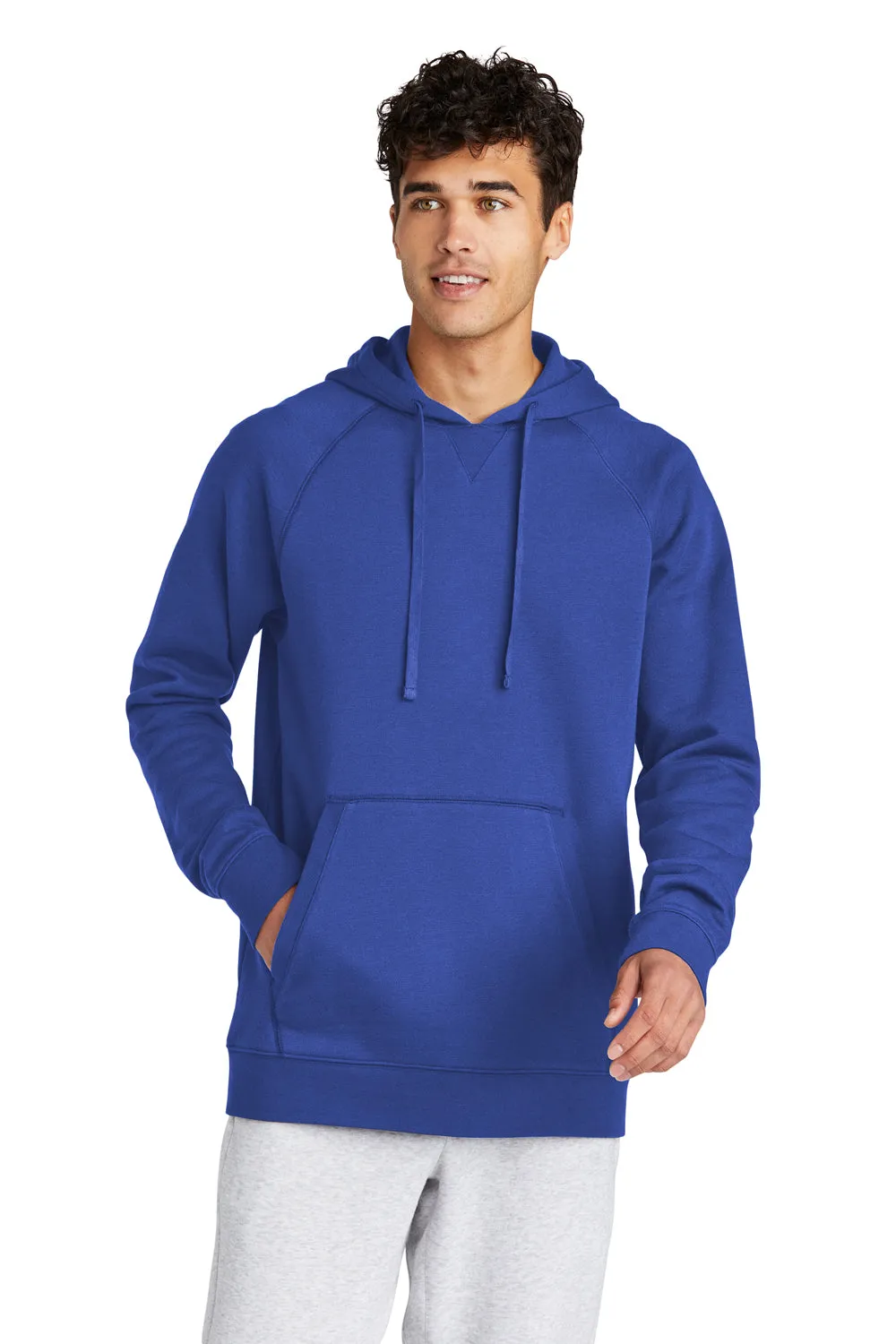 Sport-Tek Mens Drive Fleece Hooded Sweatshirt Hoodie w/ Pouch Pocket - True Royal Blue