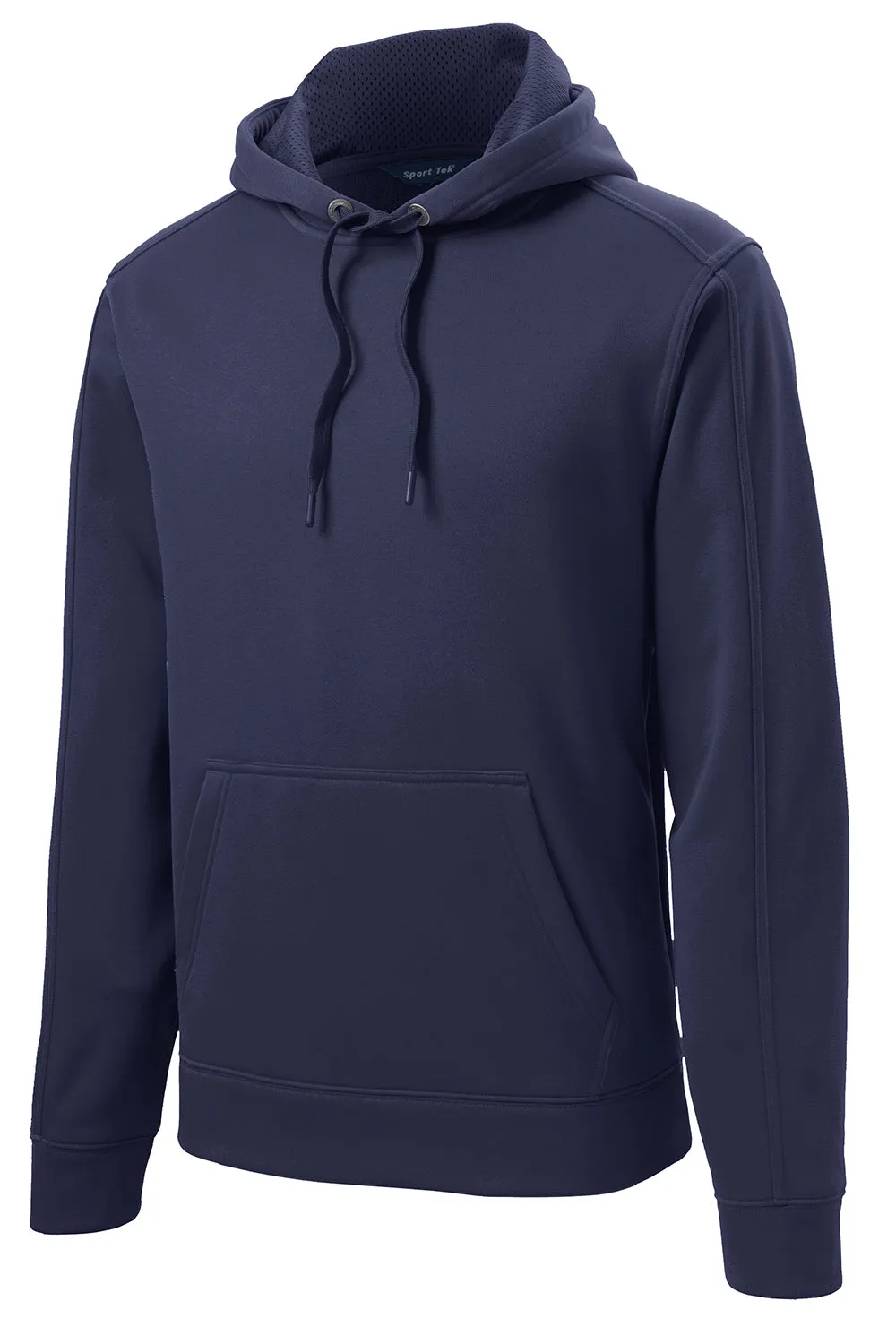 Sport-Tek Mens Repel Moisture Wicking Hooded Sweatshirt Hoodie w/ Pouch Pocket - True Navy Blue