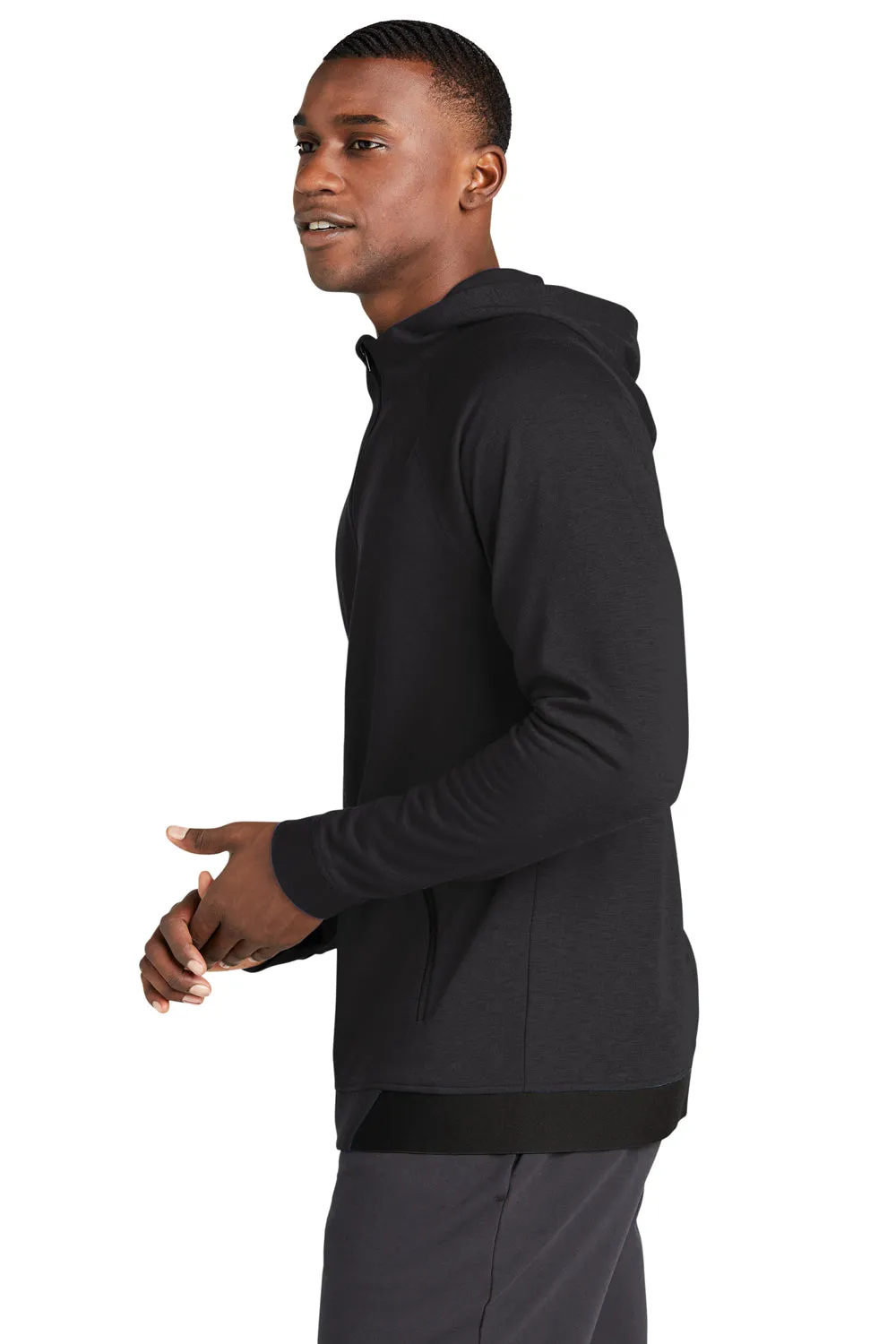 Sport-Tek Mens Strive PosiCharge Full Zip Hooded Sweatshirt Hoodie w/ Pockets - Black